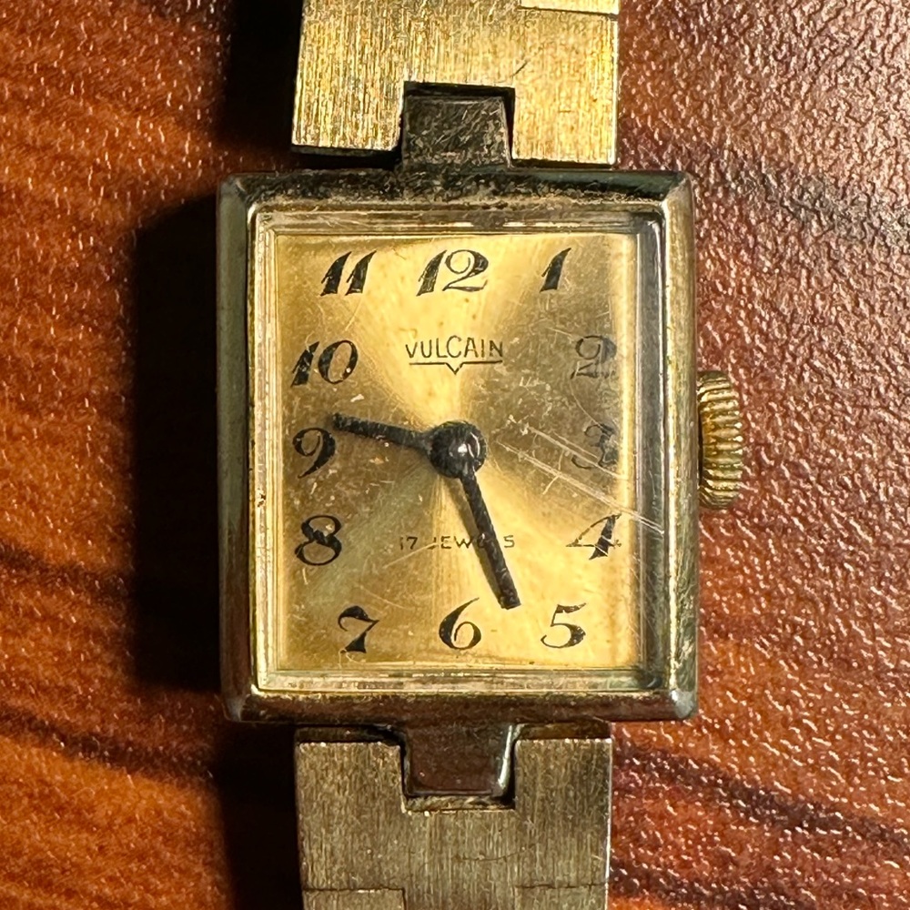 Vintage Vulcain Square Gold Dress Watch
